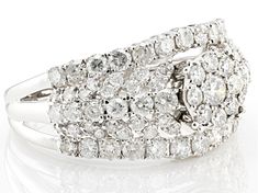 2.00ctw round white diamond, rhodium over 900 platinum cluster ring. Measures approximately 1/2"L x 7/16"W and is not sizeable. White Diamond Cluster Ring With Pave Setting, Ring Spacer, Michael Kors Fashion, School Jewelry, Popular Jewelry, Women Diamond, Womens Glasses, Jewelry Maker, Cluster Ring