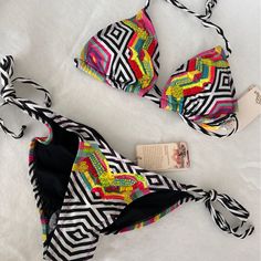 Agua Bendita Equilatero Bikini Set Three Sets Available. Small Top & Small Bottom. Medium Top And Medium Bottom. Large Top And Large Bottom. Dolce & Gabbana Bikinis, Small Tops, Womens Swim, Black Pink, Women Shopping, Pink, Black