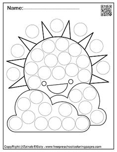 a printable worksheet for kids to color with the sun and clouds on it