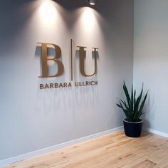 a plant is sitting in front of the bu barbara lullirich logo