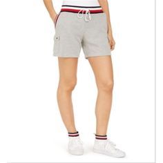 A Throwback In All The Right Ways, These Drawstring Shorts From Tommy Hilfiger Boast A Contrast Stripe Waistband. Casual Tommy Hilfiger Short Bottoms, Tommy Hilfiger Casual Short Length Bottoms, Trendy Cotton Tommy Hilfiger Bottoms, Tommy Hilfiger Stretch Cotton Bottoms, Trendy Tommy Hilfiger Cotton Bottoms, Tommy Hilfiger Cotton Shorts, Casual Tommy Hilfiger Bottoms For Loungewear, Casual Tommy Hilfiger Loungewear Bottoms, Tommy Hilfiger Casual Loungewear Bottoms