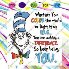 a dr seuss quote with an image of a cat in the hat