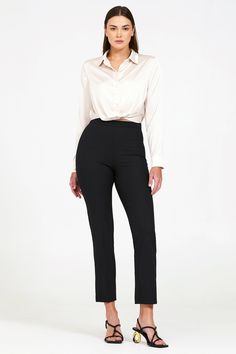 Bailey 44 Roselani Satin Top in Ivory-front Chic Button-up Bottoms For Formal Occasions, Elegant Button-up Bottoms For Office, Elegant Button-up Office Bottoms, Chic Button-up Formal Bottoms, Elegant Button-up Bottoms For Fall, Satin Top, Button Up Shirts, Button Up, Satin