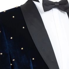 Shop now for a stunning Blue Velvet Tuxedo Jacket at a discounted price of 10% off, with free shipping included. Enjoy a seamless online shopping experience with our user-friendly website and secure checkout process.


 	Fabric: Velvet
 	Lining Fabric: Silk
 	Pattern: Solid
 	Pearl: Golden
 	Construction: Half Canvas
 	Seasonality: All Season
 	Jacket: Shawl Lapel, Flap Pockets, 1 Chest Pocket, Single Button Closure Blue Velvet Tuxedo, Velvet Tuxedo Jacket, Velvet Tuxedo, Silk Pattern, Bespoke Suit, Custom Suit, Tuxedo Jacket, Fabric Silk, Lining Fabric