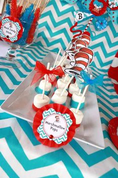 dr seuss and the cat in the hat birthday party with lollipops