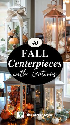 fall centerpieces with lanterns and candles