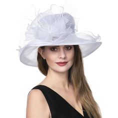 *Material: Organza. 100% Polyester.It Is A Charming Hat,It Also Can Be Detachable As Fascinator With A Clip. *Double Layer Design: Organza And Gauze, Translucent,Suitable For Spring, Summer, Autumn *Uv-Anti, Breathable, You Can Carry It Wherever You Want To, It Is Foldable And Save Space, Take It Out And Stretch, It Will Restore To The Original Shape *The Hat Brim Is About 4 Inchs All The Way Around, With Adjustable Drawstring Built In, It Can Fit For Head Circumference 21.26 Inch~22.83 Inch Chic White Fitted Costume Hats And Headpieces, White Fitted Cloche Costume Hat, Fitted White Cloche Costume Hat, White Fitted Cloche Hat For Formal Occasions, White Fitted Cloche Hat For Kentucky Derby, Elegant White Hats For Spring, White Fitted Hat For Races, Chic White Fitted Hat, Elegant White Spring Hats