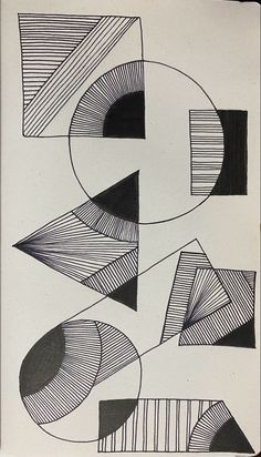 an abstract drawing with lines and shapes