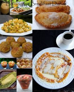 several pictures of different foods and drinks on the table