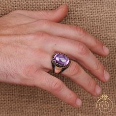 Men's AMETHYST gemstone signet ring which will give you a head turning presence. This mystic, vintage style, engraved ring has a unique design for the polished, refined, and distinguished man. Perfect for casual and formal events, it will make your friends envious as you walk into the room full of confidence and pride. Looking for a unique, one of a kind GIFT FOR HIM, groomsman gift, father's day gift, teacher day gift? Look no further. This cool blue gemstone ring is the right answer and best g White Gold Wedding Signet Ring With Gemstone, Wedding White Gold Signet Ring With Gemstone, Antique Rings With Round Stone For Gift, Antique Ring With Round Stone For Gift, Antique Round Stone Ring For Gift, Hallmarked Jewelry For Wedding, Silver Signet Ring With Stone Setting For Wedding, Silver Wedding Signet Ring With Stone Setting, Ceremonial Hallmarked Jewelry