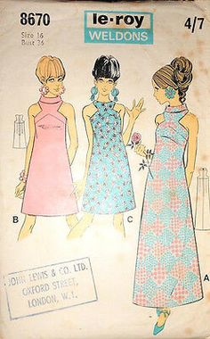 1960s Vintage Sewing Pattern B36" DRESS (1625) Barbara Hulanicki (Biba) | eBay 1960s Moodboard, Biba 70s, Transforming Dress, Biba Fashion, Barbara Hulanicki, 60s Makeup, Superstar Barbie, 60s Patterns, Fashion Empire