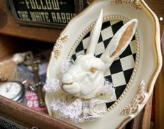 Bunny Wall Decor, Animal Head Wall Decor, Animal Head Wall, Rabbit Wall Art, Alice In Wonderland Inspired, Follow The White Rabbit, Rabbit Head, The White Rabbit, Rabbit Decor