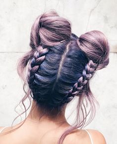 ♡ Follow us @TigerMistLoves for more daily inspo ♡ Hair Braid Bun Tutorial, Space Buns, Cute Braided Hairstyles, Braided Bun, Diy Hair, Gorgeous Hair, Hair Styling