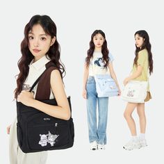 This price is for a bag only, others are not included.  Size : 32cm*12.5cm*25.5cm White Shoulder Bag, Black Shoulder Bag, Off White, Shoulder Bag, Embroidery, Black