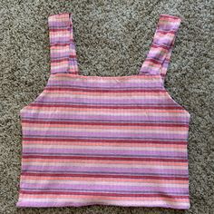 American Eagle Womens Striped Crop Top Size Large This Crop Top Is Brand New Never Used! Size Was Too Big For Me But Fits True To Size (I Am A Size Medium). Colors Are Very Cute And Perfect For Summer! Pink Cropped Tank Top For Spring, Pink Crop Top Tank For Summer, Pink Sleeveless Summer Crop Top, Casual Pink Crop Top For Summer, Pink Summer Crop Top Tank, Pink Casual Tank Top For Spring, Casual Pink Tank Top For Spring, Trendy Pink Crop Top Tank Top, Pink Cotton Crop Top Tank