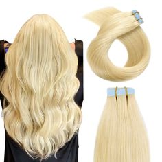 PRICES MAY VARY. 【Salon Quality Hair Extensions】Seamless straight tape in hair extensions.100% premium remy human hair,salon quality,tangle free, shedding free. The remy hair tape in extensions feel smooth and soft. our tape hair extensions can be curled just you like. 【Sticky Blue Tape】Specially developed high-strength invisible tape, double-sided, re-usable, quality tape,made in US. You can replace the tape when required. Easy to install or remove the tape in extensions,can be reusable, we suggest you re-tape every 4-6 weeks.The Hair extensions human hair can be long-lasting up to 3-4 months with good care. 【About Color Difference Hair Extensions】Slight color difference is accepted as different monitors, viewing angles, screen resolutions and shade may show color differently. If you are Blue Hair Extensions, Color Rubio, Seamless Hair Extensions, Real Human Hair Extensions, Hair Tape, Weft Hair Extensions, Tape In Extensions, Remy Hair Extensions, Bleach Blonde