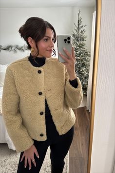 Collarless Sherpa Jacket curated on LTK Turtleneck Bodysuit, Sherpa Jacket, Turtle Neck