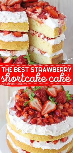 The Best Strawberry Shortcake Cake, best summer desserts, easy to make sweet treats, fruit dessert recipes Shortcake Recipe Easy, The Best Strawberry Shortcake, Best Strawberry Shortcake, Strawberry Shortcake Recipe Easy, Bolo Red Velvet, Shortcake Cake, Strawberry Shortcake Cake, Strawberry Dessert Recipes