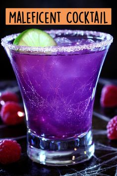 Captivating Maleficent Halloween Cocktail for the perfect Halloween drink that will amaze your guests! This spooky cocktail combines smooth vodka, tangy lime juice, fruity raspberry liqueur, and bubbly Sprite, all enhanced with silver shimmer and vibrant purple food coloring. Ideal for Halloween parties and themed events, this drink is part of the trending Halloween recipes. Its magical look and delicious flavor make it a hit at any celebration. Save this pin for a captivating Maleficent Halloween Cocktail that’s sure to be a crowd-pleaser. Purple Halloween Punch Alcohol, Shimmer For Drinks, Purple Halloween Drinks Alcohol, Halloween Glitter Cocktails, Adams Family Cocktails, Purple Halloween Drink, Purple Vodka Cocktails, Purple Glitter Cocktail, Purple Halloween Cocktail