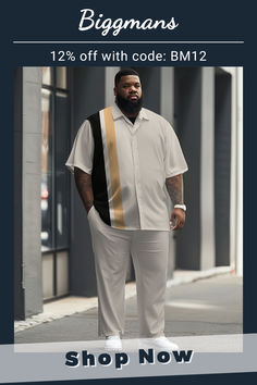 Elevate your style game with our Biggmans Plus Size Business Shirt Sets! The classic colors make it easy to dress up or down. Save 12% with code BM12 and shop now for plus size men's clothing. #Biggmans #BusinessChic #PlusSizeFashion Stylish Men Casual Plus Size, Men Outfits Casual, Plus Size Men Outfits, Outfits For Big Men, Plus Size Mens Clothing, Plus Size Business, Guys Fashion Casual, Men's Business Outfits, Guys Fashion