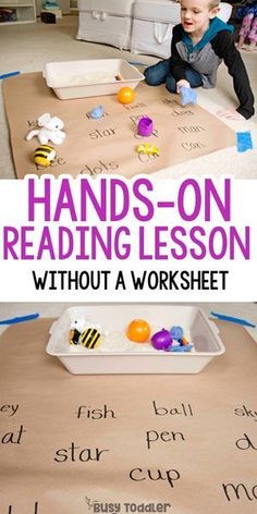 hands - on reading lesson without a worksheet for toddlers and preschoolers