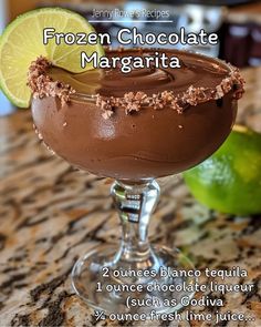 there is a chocolate margarita on the table