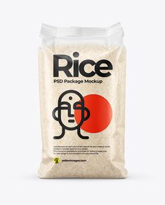 rice package mockup on white background