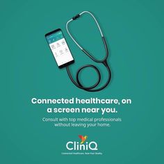 an ad for clinio's connected healthcare, on a screen near you