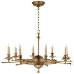 Visual Comfort - CHC 1447AB - Eight Light Chandelier - Leaf and Arrow - Antique-Burnished Brass Dark Brown Walls, Large Chandelier, Gas Lanterns, Small Chandelier, Circa Lighting, Brown Walls, Exposed Beams, Large Chandeliers, Chandelier Style