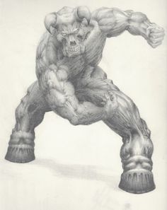 an image of a drawing of a man in the form of a monster with his arms and legs spread out