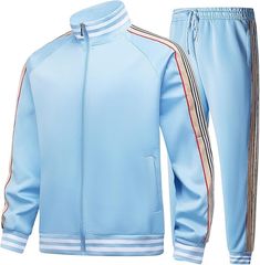 Elevate your athletic style with our Men's Light Blue Casual Jogging Sweatsuit. Crafted from high-quality materials, this tracksuit offers supreme comfort while maintaining a stylish, luxury look. Perfect for both lounging and workouts, this jogger will become your go-to choice for a sophisticated and exclusive sportswear aesthetic. Fabric Contents: 95% Polyester, 5% Spandex Care Instructions: Machine Wash Cold, Gentle Cycle, Tumble Dry Low Size Chest Waist XXS 29 - 31 27 - 29 XS 30 - 32 28 - 30 Blue Stretch Track Jacket, Casual Blue Tracksuit For The Gym, Casual Blue Tracksuit For Gym, Blue Long Sleeve Tracksuit For Gym, Sporty Blue Track Jacket For Jogging, Fitted Blue Track Jacket, Stretch Blue Tracksuit For Winter, Blue Stretch Tracksuit For Winter, Fitted Blue Tracksuit For Streetwear