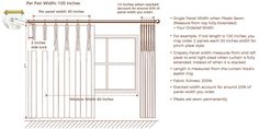 the diagram shows how to hang curtains in an open window, with measurements and instructions