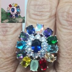 This Is A Size 7. Stamped 925 Silver Big Bling On This! Bracelet Keychains, Multi Gemstone Ring, Ring Color, Womens Jewelry Rings, Gemstone Ring, Blue And Silver, Keychains, 925 Silver, Gemstone Rings