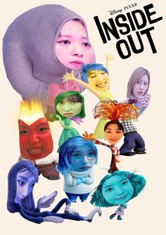 disney pixar inside out movie poster with many different avatars and characters in the background