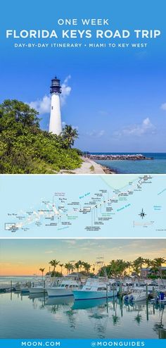 the florida keys road trip with text overlaying it's image and an image of