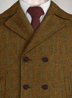 Tweed is indeed stepped in tradition, but it can easily translate to right here, right now, with the proper tailoring know-how. Our Harris Tweed Highland Rust peacoat crafted from wool fabric is tactile, soft, breathable, adaptable and exudes a warm feel. The rustic peacoat combines the textured weave with a contemporary tailored fit and throws in precise plaids to take the peacoat to a fresh level that’ll work from days at the office to special occasions in cooler weather. 
 
 Look Includes  Ha Tweed Jacket With Double Button And Lapel Collar, Double Button Lapel Collar Tweed Jacket, Tailored Wool Tweed Jacket With Button Closure, Brown Tweed Wool Coat For Business, Business Tweed Outerwear With Concealed Placket, Formal Winter Wool Tweed Dress, Tailored Brown Wool Pea Coat, Tailored Wool Tweed Jacket With Double Button Closure, Tailored Tweed Jacket With Button Closure