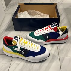 Men’s Polo Ralph Lauren Colorblock Sneakers Price Is Firm At $130. Not Available For Bundle. Color: White/Blue/Red/Green/Yellow Condition: 10/10 New In Box. Size 9.5 New Without Box. Multicolor Leather Color Block Sneakers, Multicolor Custom Sneakers For Sports With Contrast Sole, Custom Multicolor Sneakers For Sports With Contrast Sole, Multicolor Custom Sneakers With Contrast Sole For Sports, High-top Leather Sneakers With Color Block, Leather Color Block Sneakers For Streetwear, Yellow Color Block Sporty Sneakers, Yellow Color Block Sneakers With Round Toe, Yellow Color Block Sneakers For Sports