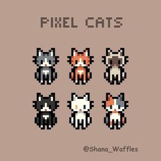 pixel art with different types of cats