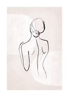 a black and white drawing of a woman with her back turned to the camera,