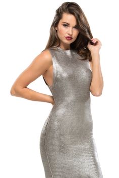 Shine Bright Foiled Midi Dress | Sugarillashop.com Mink Pink, Formal Outfit, Shine Bright, Dresses Xs, Dresses For Sale, Beautiful Dresses, Night Out, Sleeveless Dress, High Neck Dress