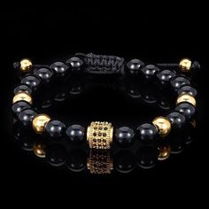 Natural Stone and Stainless Steel CZ Bead Adjustable Bracelet. Choose from Black Onyx and Gold, Black Onyx and Silver or Tiger Eye and Gold Steel. Premium Outlets, Adjustable Bracelet, Free Jewelry, Tiger Eye, Black Onyx, Gold Black, Natural Stone, Natural Stones, Onyx