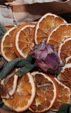 an assortment of dried oranges and cabbage