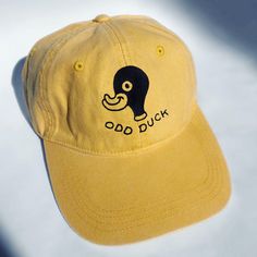 ODD DUCK Cap – TV DAD Cute Baseball Hats, Illustrated Clothing, Tv Dads, Dress Up Boxes, Camp Style, Dad Fashion, Cap Patterns, Blue Khakis, Embroidered Hats