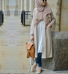 Elifd0gan Hijabi Mode, Neutral Cardigan, Muslimah Style, Oversized White Shirt, Stile Hijab, Simple Hijab, Street Hijab Fashion, Hijab Fashionista, Hijab Trends