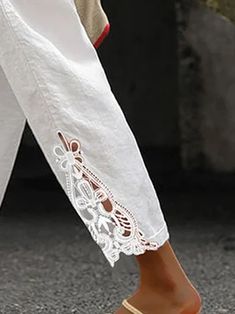 Linen Plain Cotton And Linen Lace Pants | justfashionnow Summer Favorites, Pretty Clothes, Linen Pants Women, 2023 Fashion, Type Of Pants, Drawstring Pants