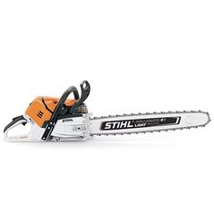 a chainsaw is shown on a white background with the words, stihl