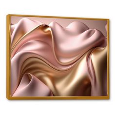 an abstract pink and gold painting on the wall