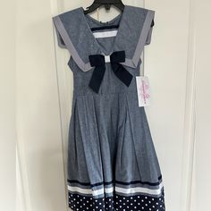 Nwt Smoke Free Home White Summer Dress For School, Spring Cotton School Dress, Sleeveless Cotton School Dress, Spring School Cotton Dresses, Fitted Spring School Dresses, Fitted Spring Dresses For School, Fitted Dresses For School In Spring, Cute Blue School Dress, Cute Blue Dress For School