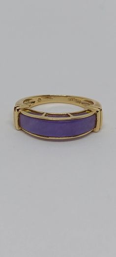 LAVENDER Jade 14k Yellow Gold Ring - Lavender Jade Ring -Wedding Gift - Birthday Gifts-Lavander Jade Jewelry-Vintage 14k gold Ring. Product Info: - Metal: 14K Yellow Gold. - Stone: Lavender Jade. - Ring Size: 7 - Stone measures: 17mm x 4mm - Made in USA. - Nice gift box Included. Lavender Amethyst Ring In 14k Gold For Anniversary, Classic Lavender Rings For Anniversary, Classic Lavender Ring For Anniversary, Classic Purple Ring For Anniversary, Classic Purple Rings For Anniversary, Vintage Purple Amethyst Ring Stamped 14k, Purple 14k Stamped Rings Gift, Vintage Lavender Round Jewelry, Vintage Purple Amethyst Ring For Anniversary