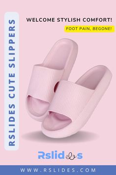 #FootPainFree #ComfortStrides #RslidesStyle #FashionableRelief Foot pain-free haven with Rslides and blissful relief with every step. 🌟 Cloud Sandals, Cute Slippers, Foot Pain, Slippers, Sandals